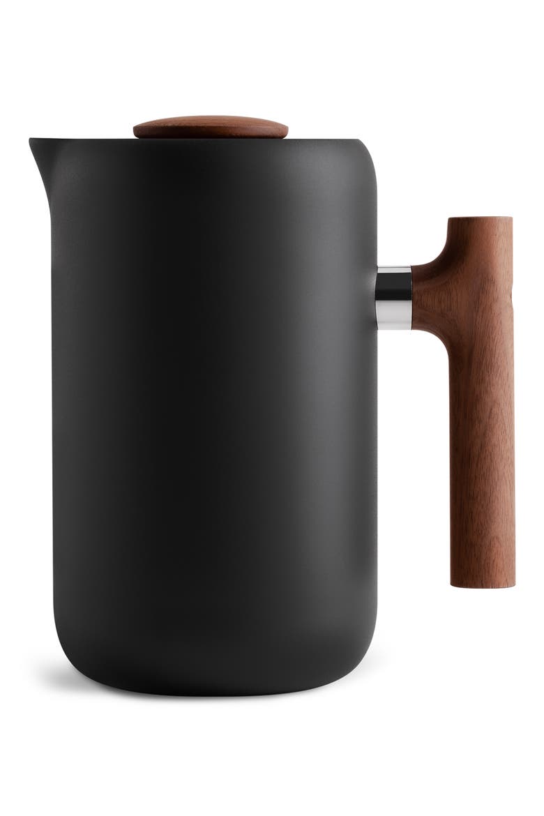 Stainless Steel French Press, Alternate, color, MATTE BLACK W/ WALNUT ACCENTS