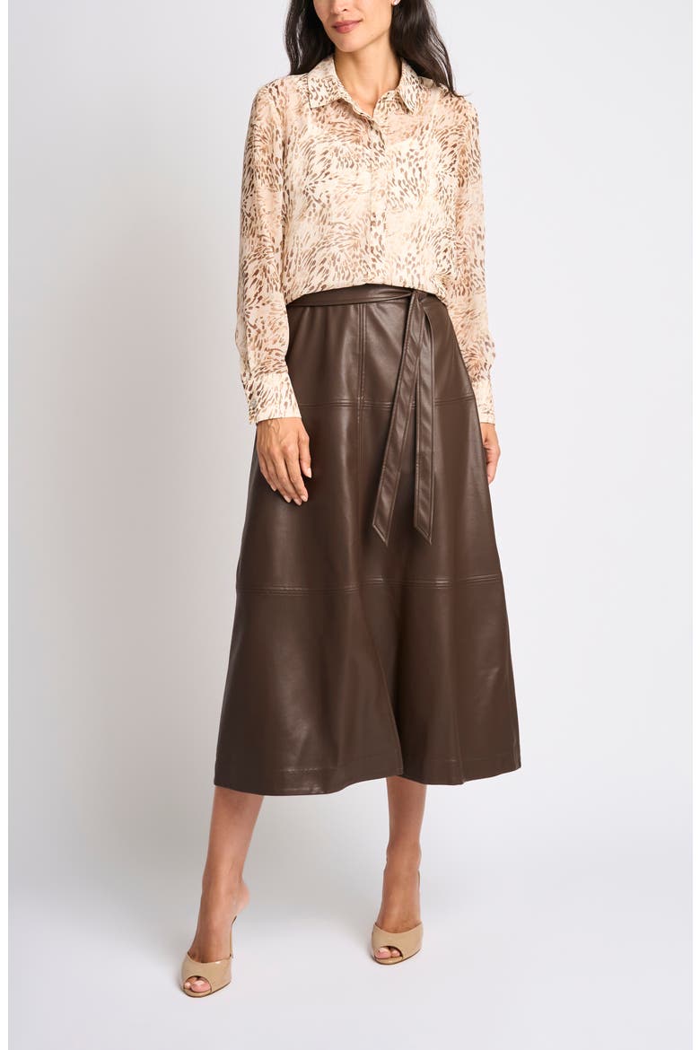 Hidden Placket Semisheer Chiffon Button-Up Shirt, Alternate, color, AFTERGLOW