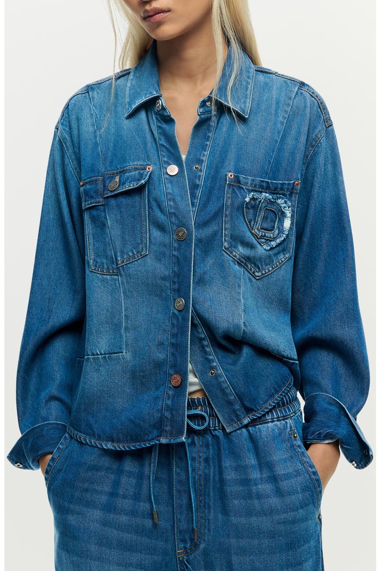 Denim Trucker Jacket, Main, color, MEDIUM BLUE