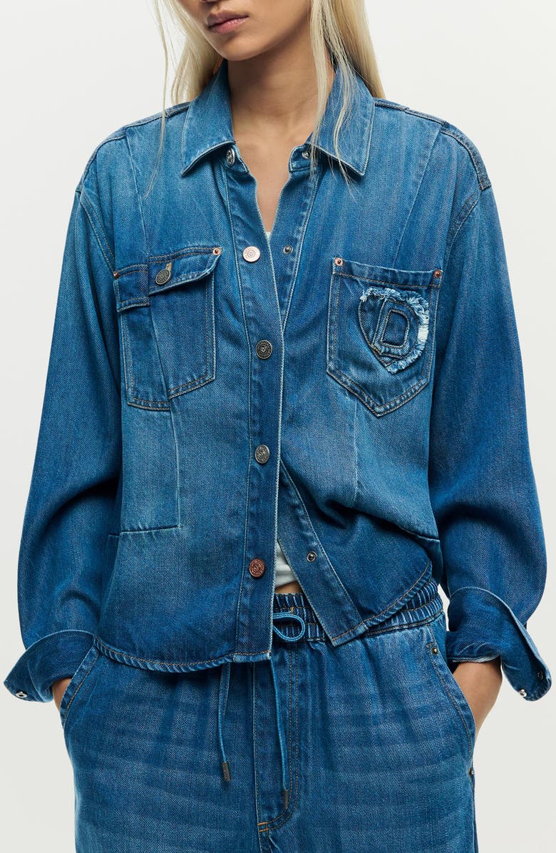 Desigual Denim Trucker Jacket, Main, color, Medium Blue