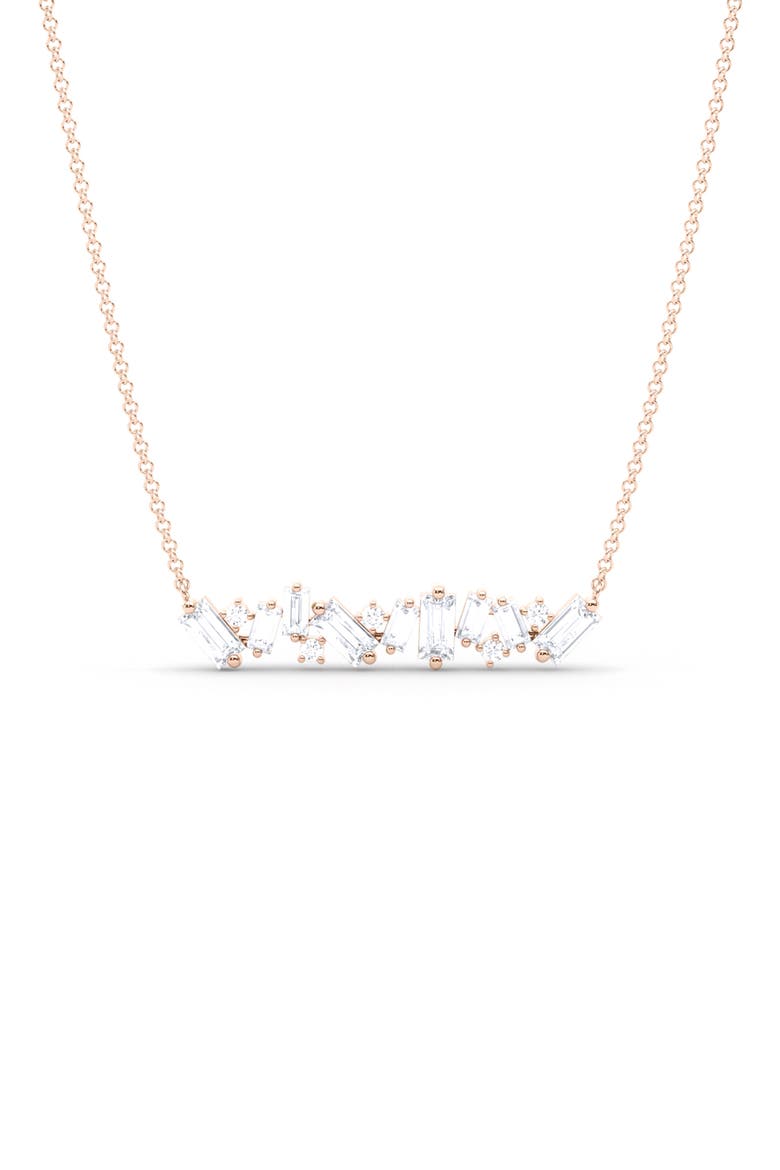 Baguette & Round Lab Created Diamond Pendant Necklace, Alternate, color, 18K ROSE GOLD