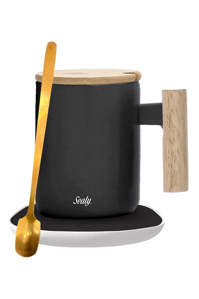 4-Piece Mug & Warmer Pad Set, Alternate, color, BLACK