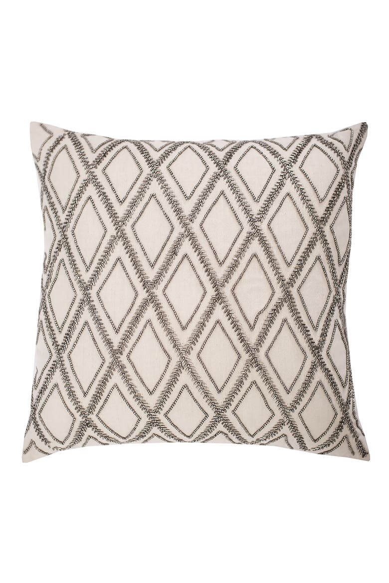Graphite Gray Double Diamond Accent Throw Pillow 18" x 18", Main, color, Grey