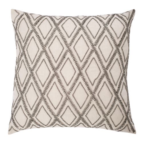 Elisabeth York Geometric Diamond Natural Tan Beaded Cotton Decor Throw Pillow, 18" X 18" Cover And I In Neutral