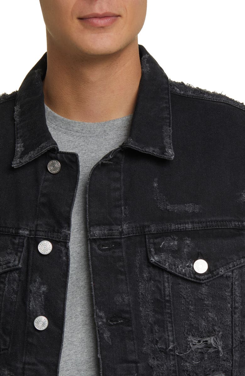 FRAME Shredded Denim Trucker Jacket, Alternate, color, 