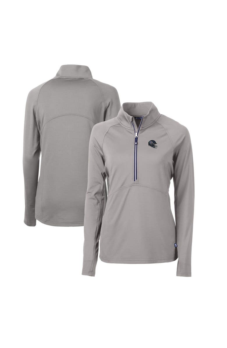 Cutter & Buck Women's Cutter & Buck  Gray Tennessee Titans Helmet Logo Adapt Eco Knit Stretch Recycled Half-Zip Pullover Top, Main, color, 