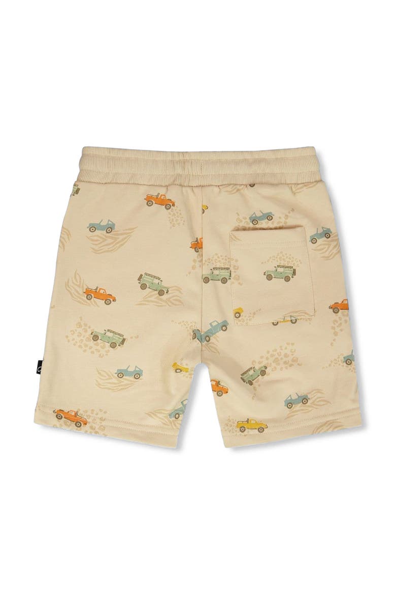 Elastic Waist Jeep French Terry Shorts, Alternate, color, Beige Jeeps Print