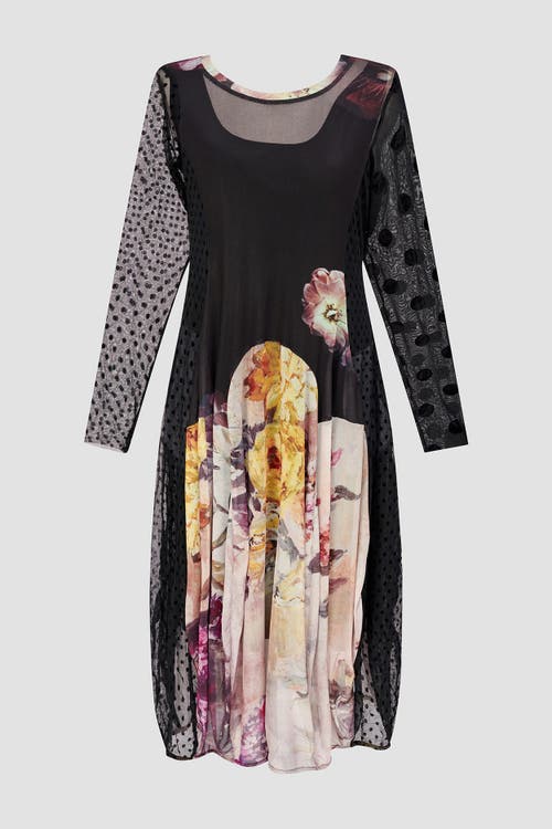 Alembika Mixed Media Cocoon Mesh Maxi In Multi