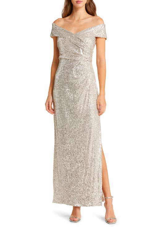 Sequin Off the Shoulder Gown
