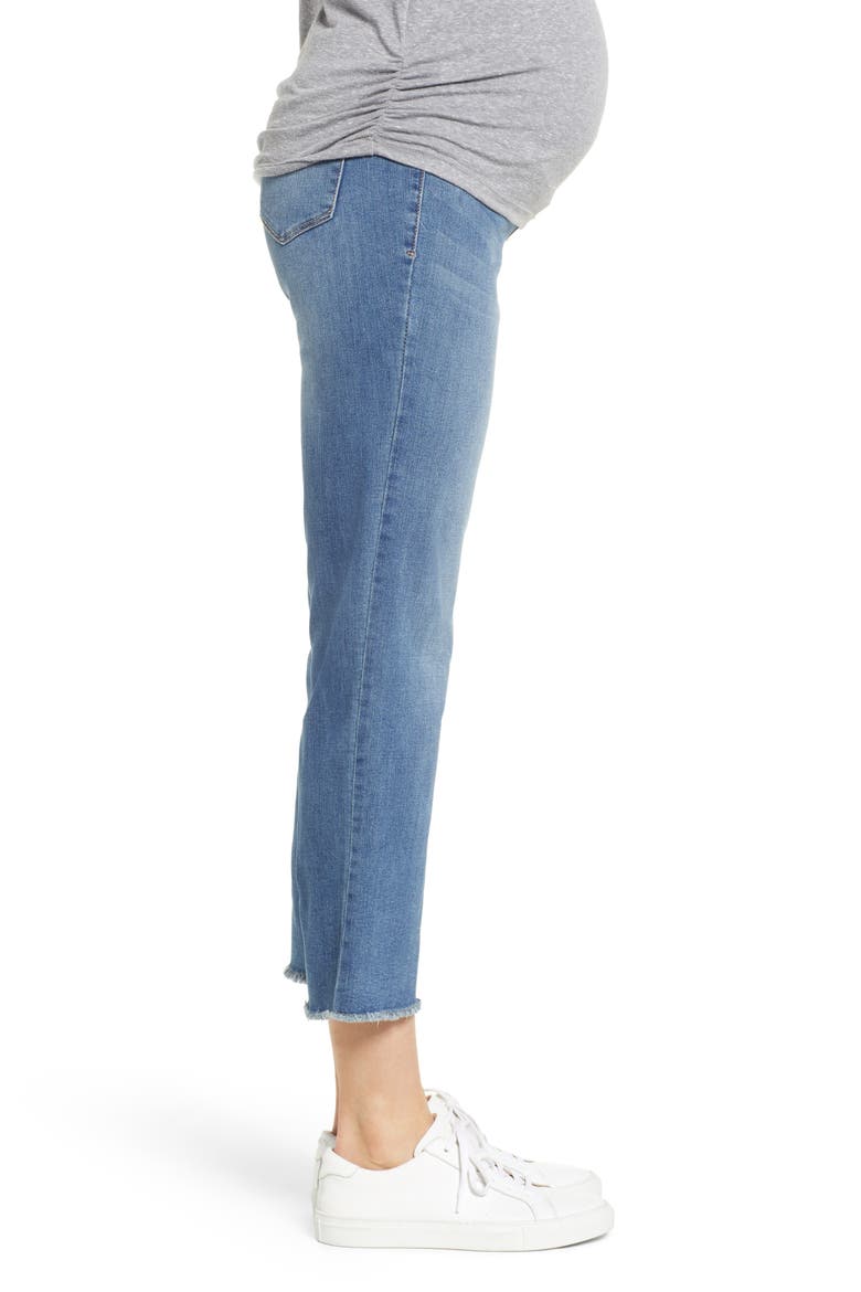 Fray Hem Straight Leg Maternity Jeans, Alternate, color, KORN