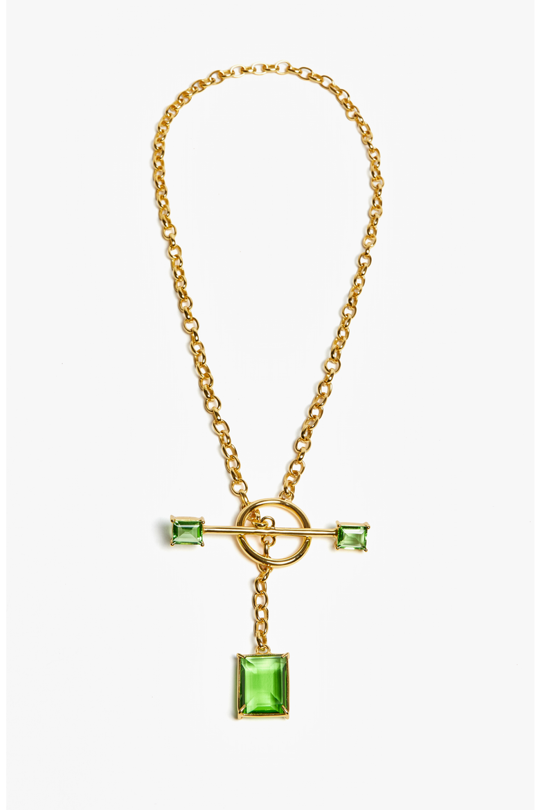 Gem Drop Toggle Necklace, Main, color, Green Envy