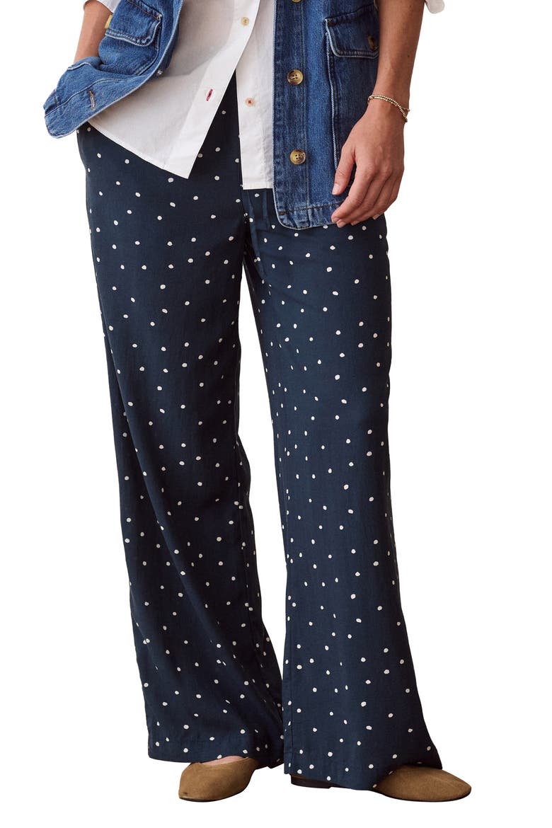 Lucy Drawstring Wide Leg Pants, Main, color, NAVY POLKA DOT