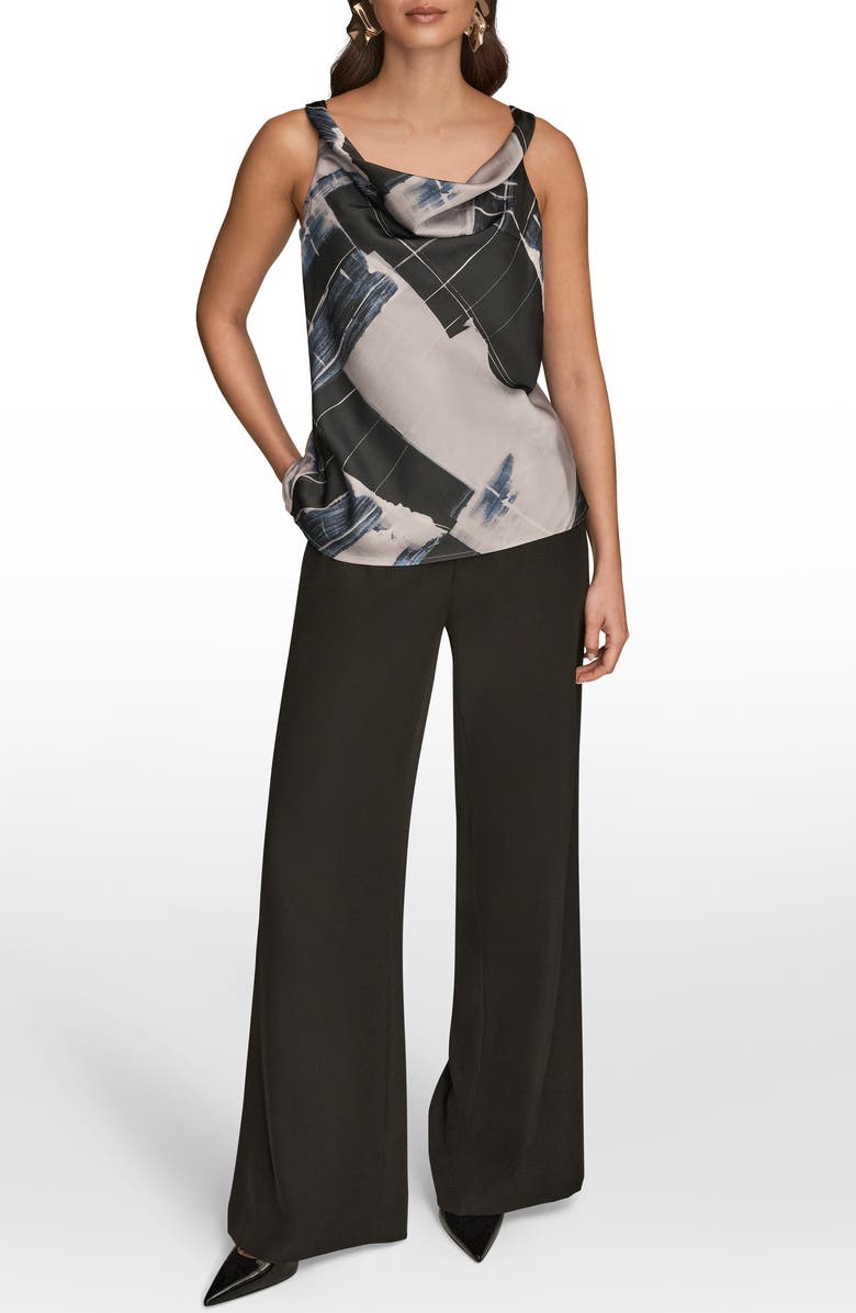 Donna Karan New York Mixed Print Twist Shoulder Tank, Alternate, color, Vapor Multi