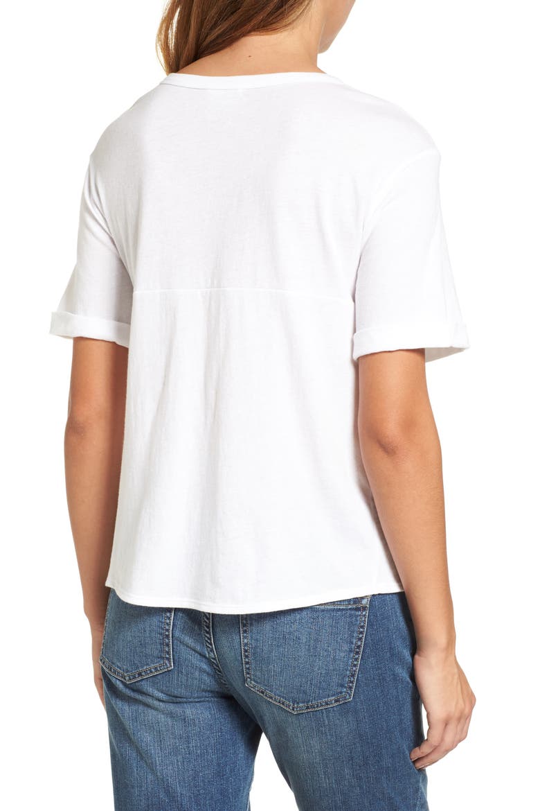 Tie Front Tee, Alternate, color, WHITE