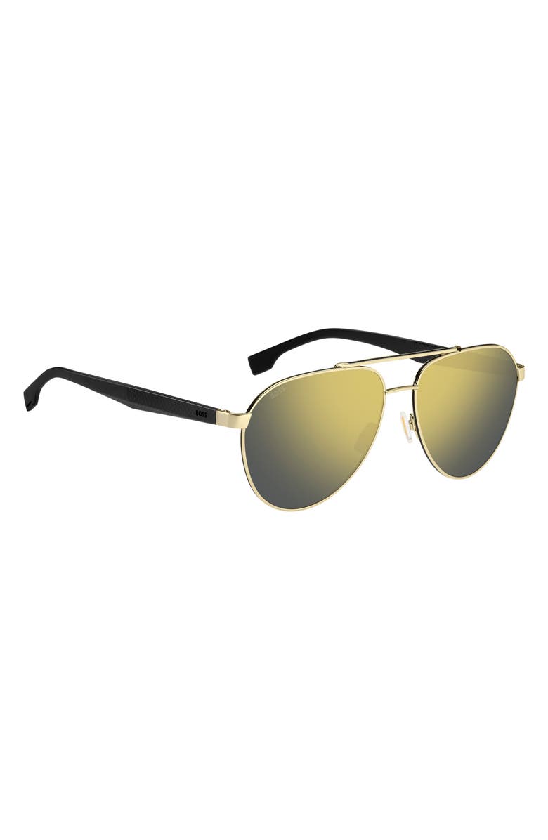 BOSS 60mm Aviator Sunglasses, Alternate, color, Gold Black