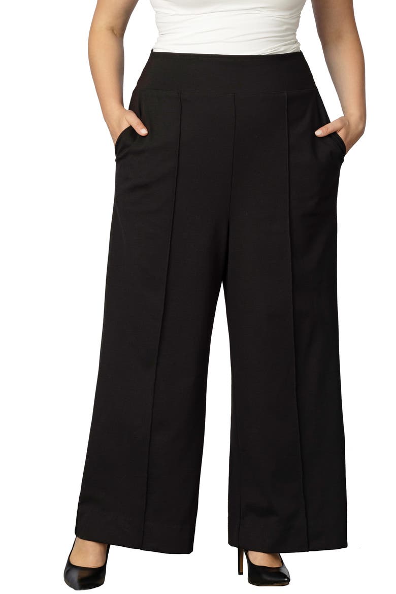 High Waist Wide Leg Ponte Pants, Main, color, BLACK NOIR