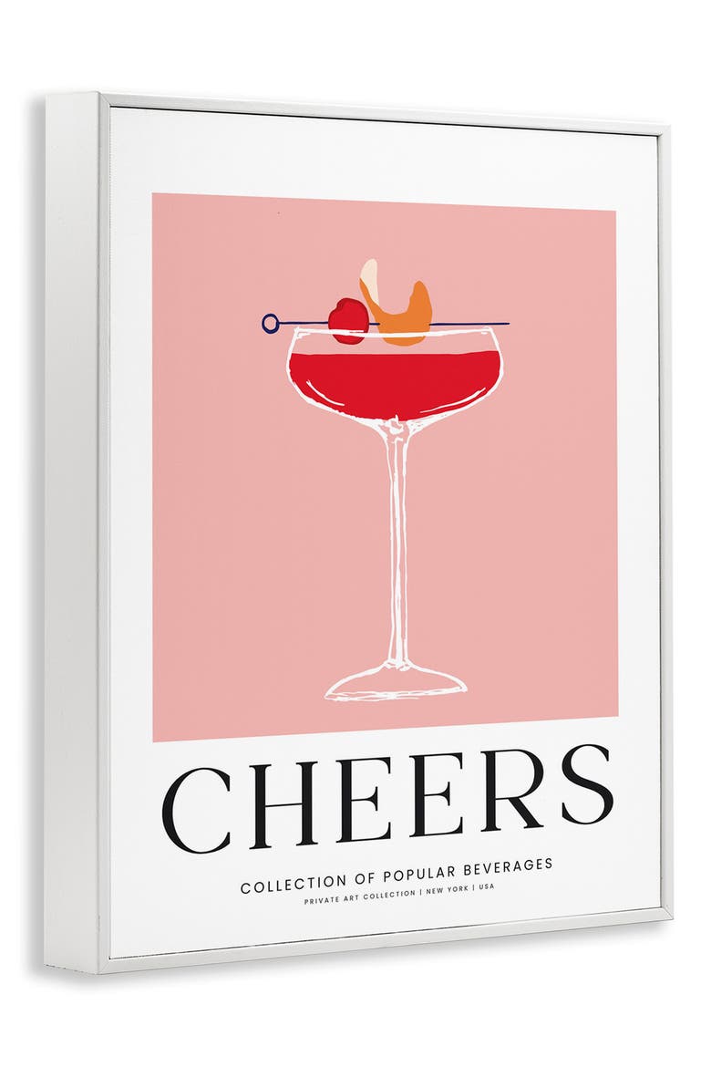 Cheers Cocktail Framed Art Print, Alternate, color, PINK