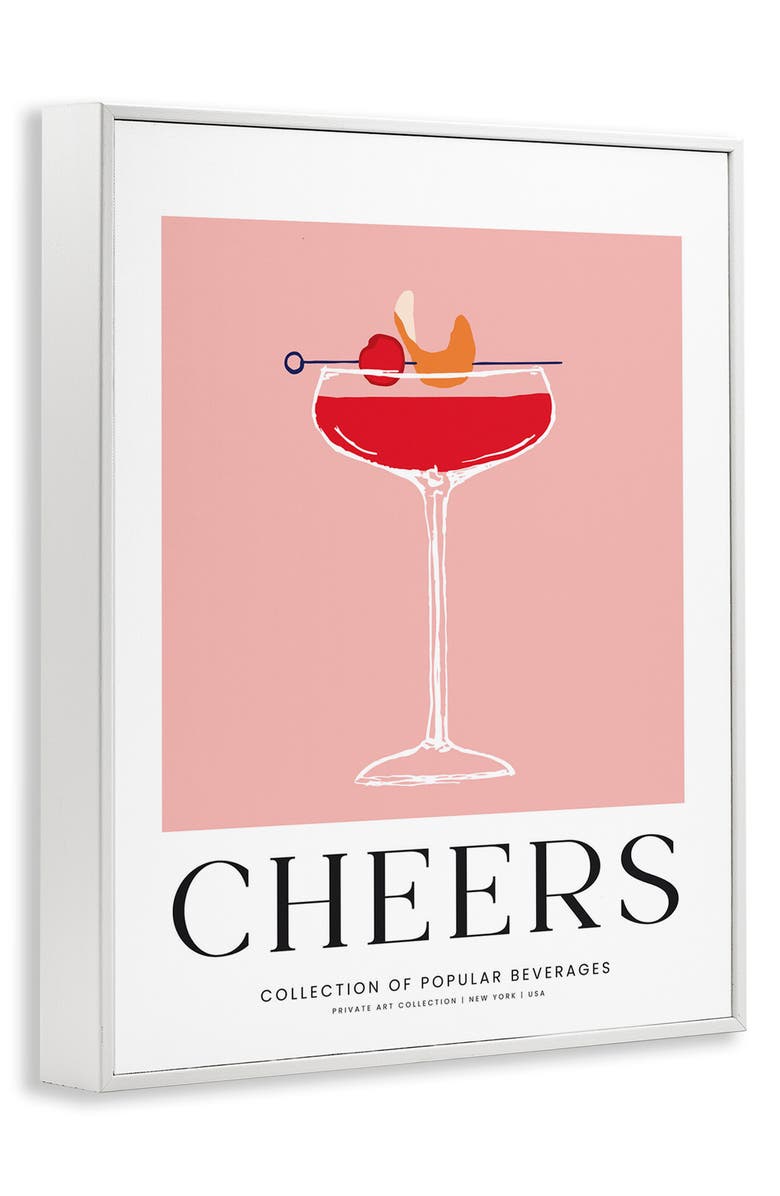 Stupell Industries Cheers Cocktail Framed Art Print, Alternate, color, Pink