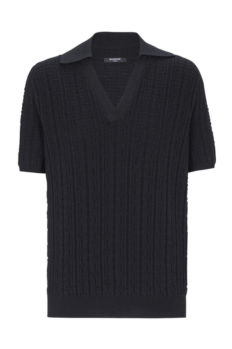 Monogram knit polo, Alternate, color, black