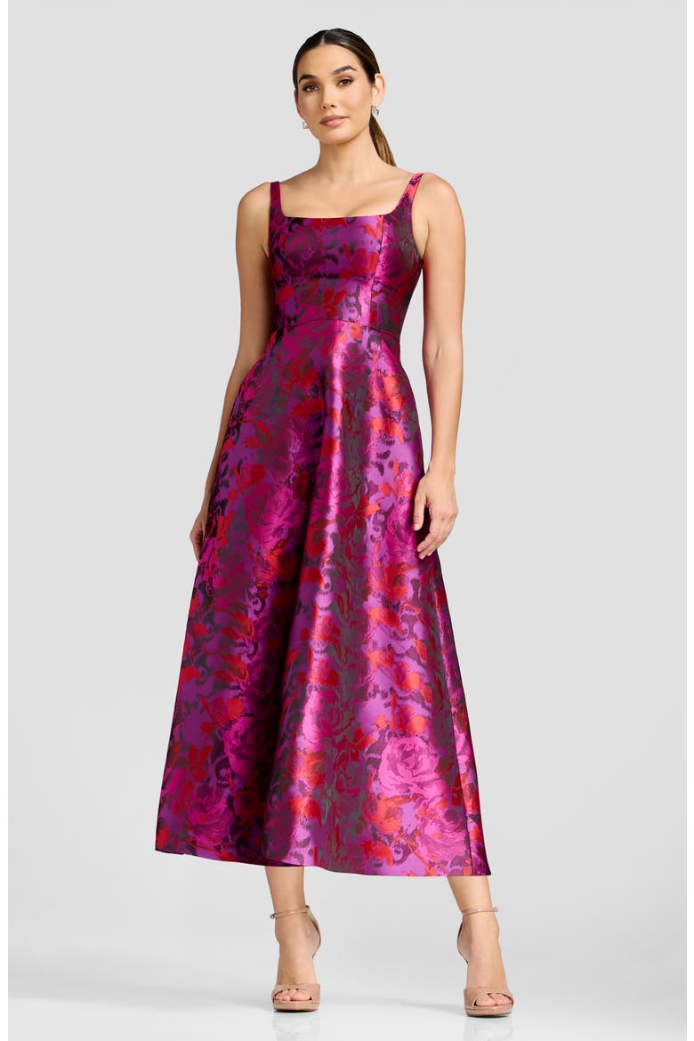 Vanna Floral Cocktail Midi Dress, Alternate, color, BRIGHT FUCHSIA MULTI