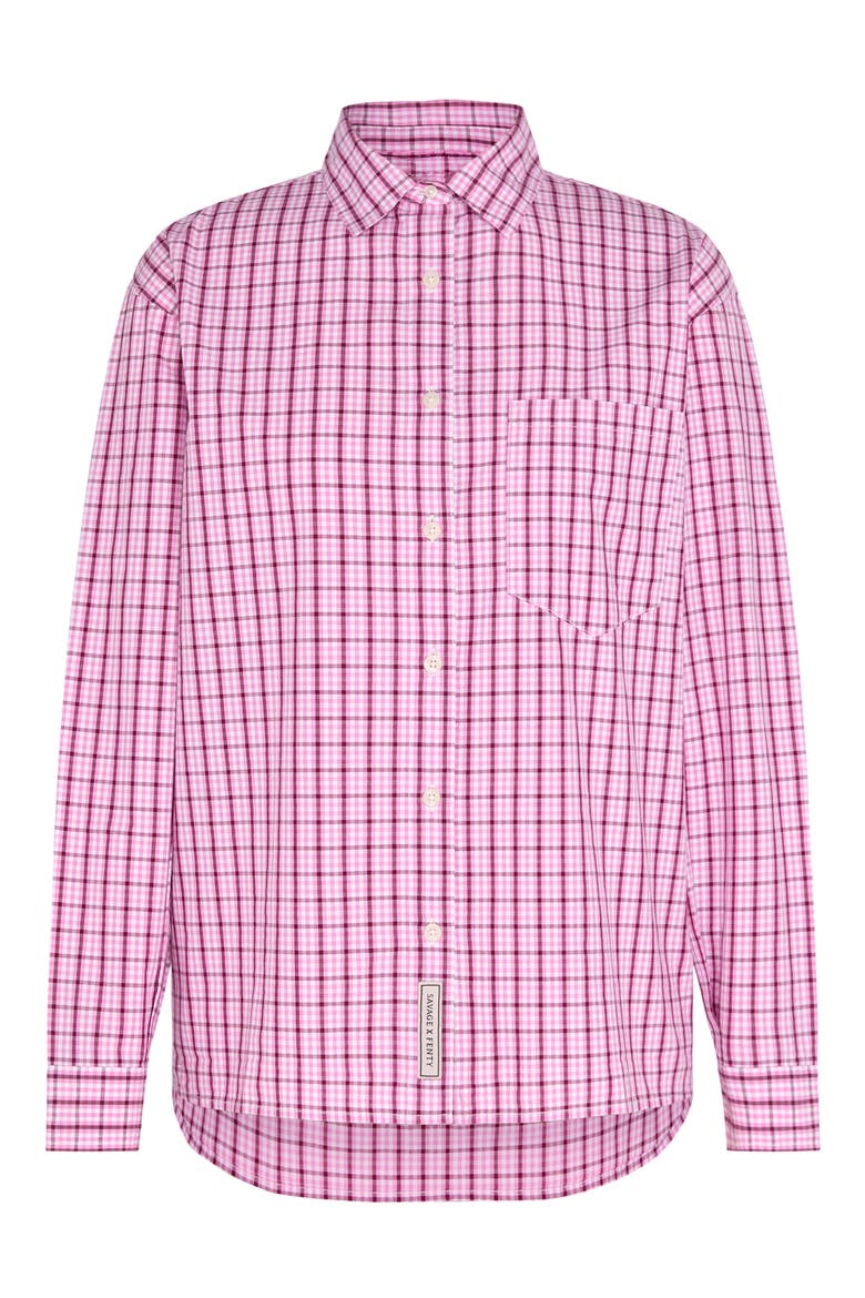 Kickback Casuals Pajama Button-Up Shirt, Alternate, color, TULIP PINK PLAID BEHAVIOR