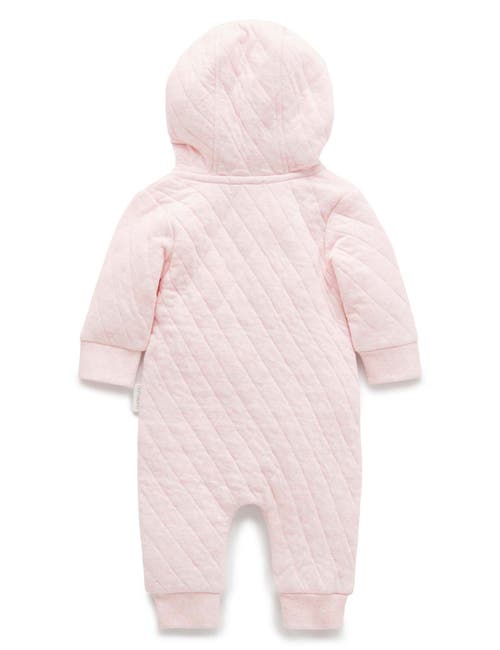 Purebaby Quilted Hooded Coverall Onsie In Pink