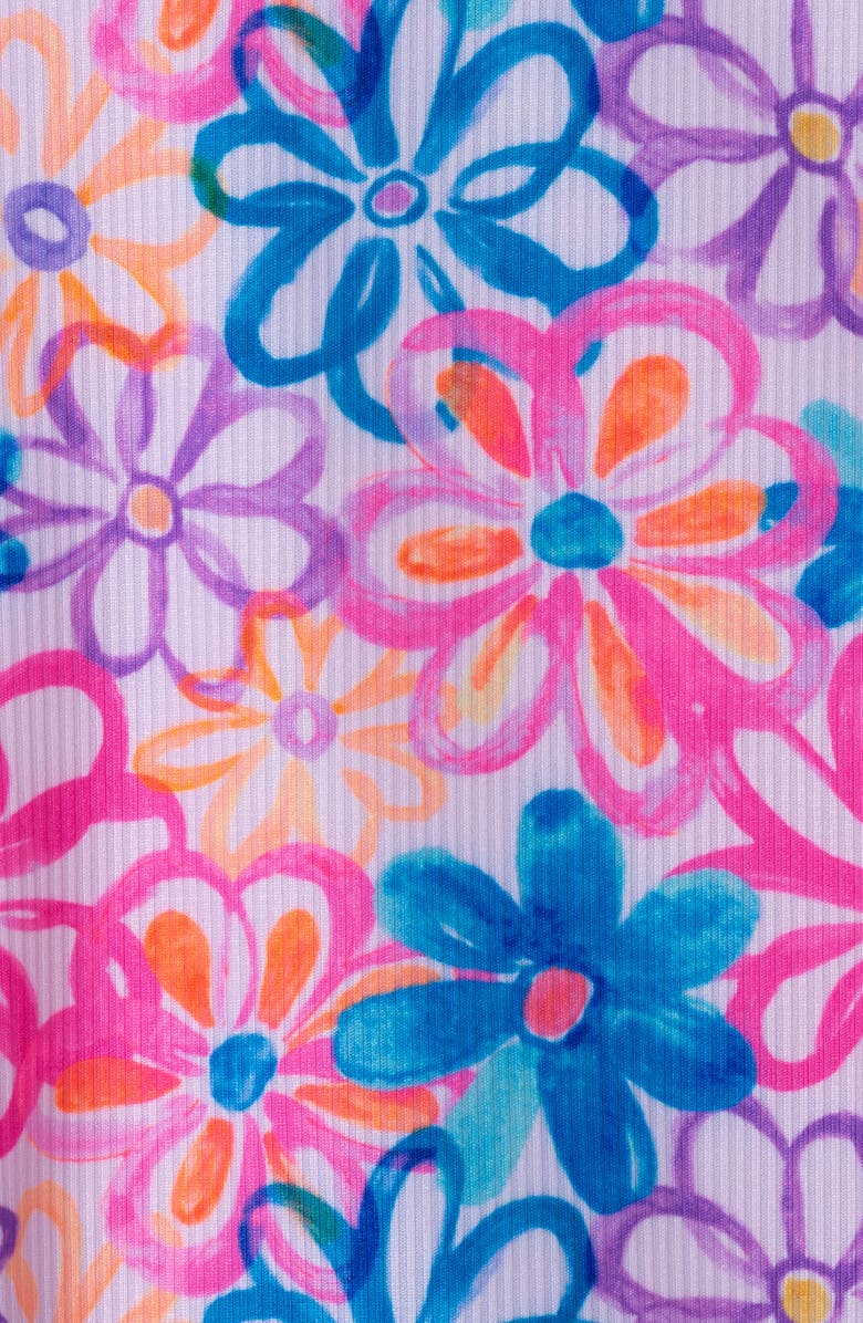 Andy & Evan Print Long Sleeve One-Piece Rashguard Swimsuit & Sun Hat Set, Alternate, color, Blue