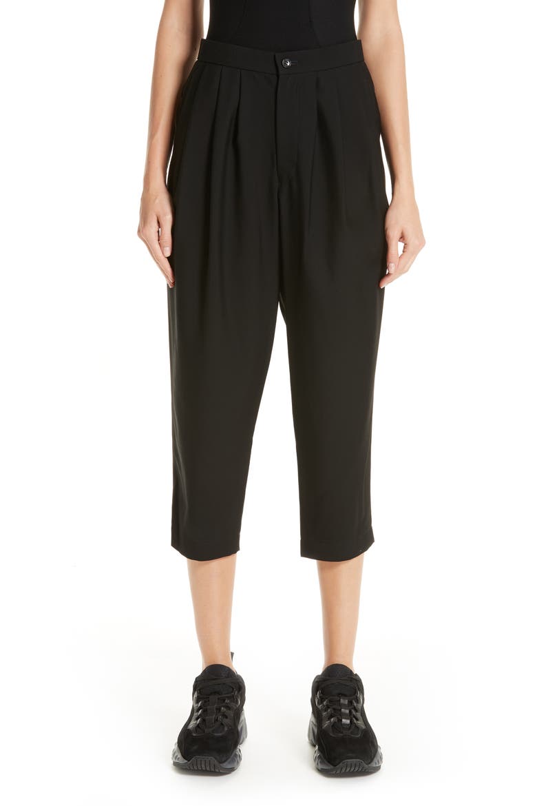 Pleated Wool & Cashmere Pants, Main, color, BLACK