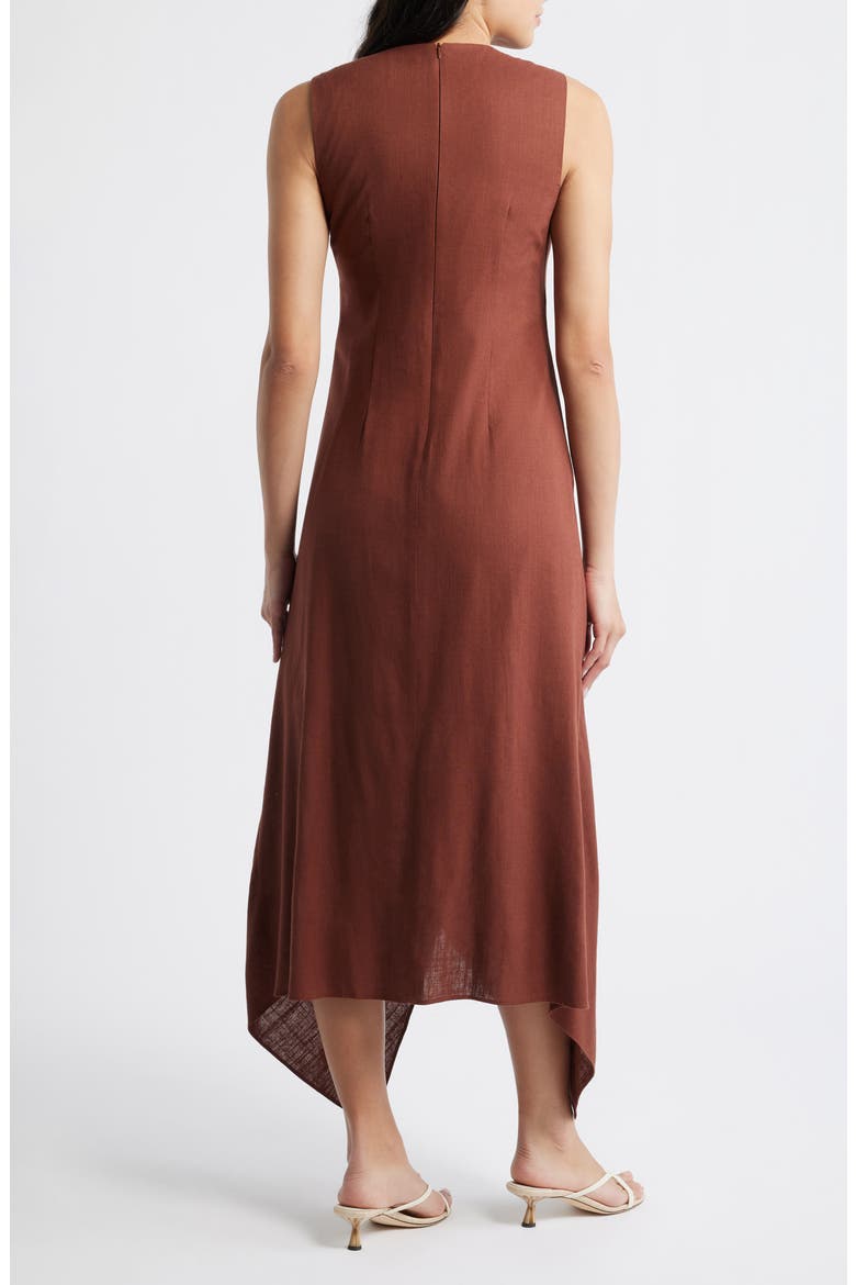 Sleeveless Linen Midi Dress, Alternate, color, BROWN