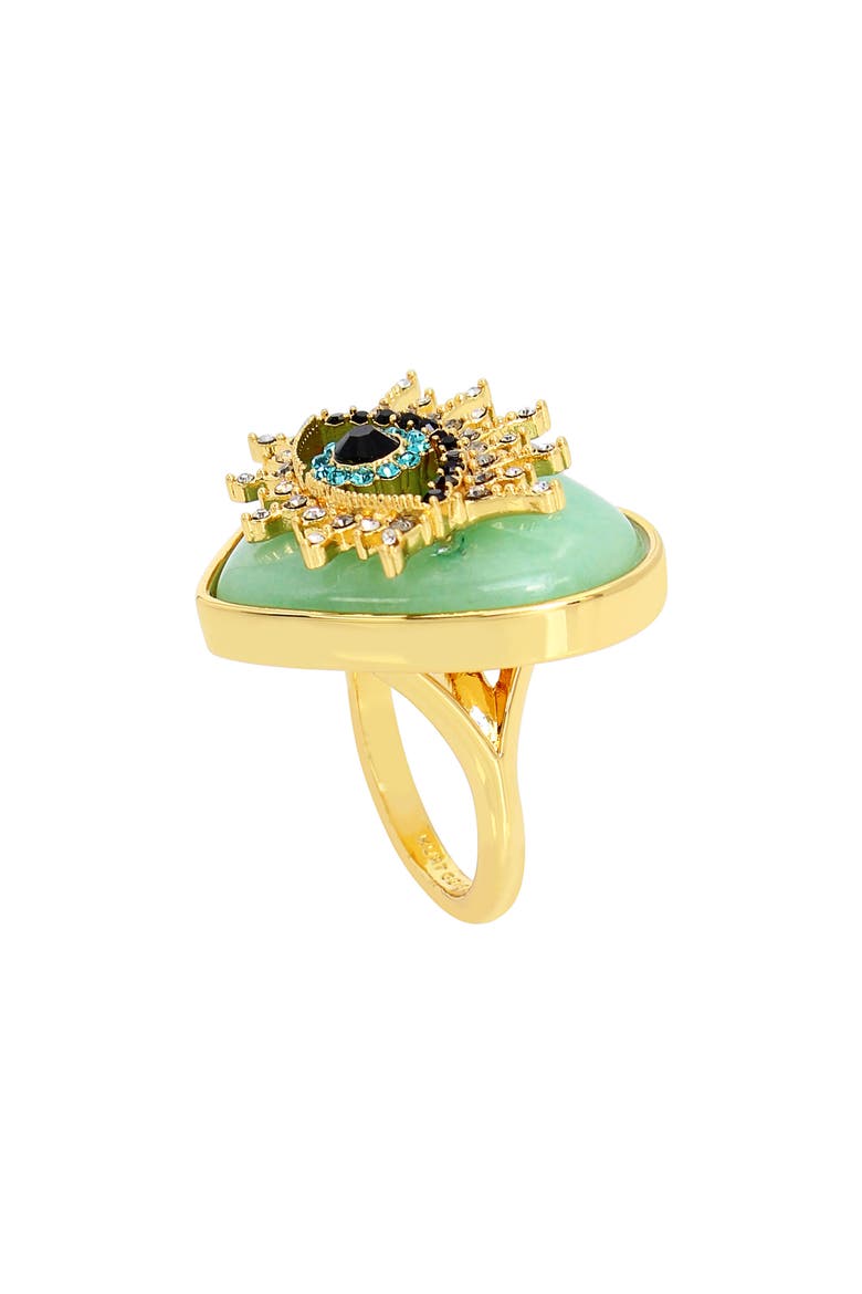 Evil Eye Quartz Heart Cocktail Ring, Alternate, color, GREEN