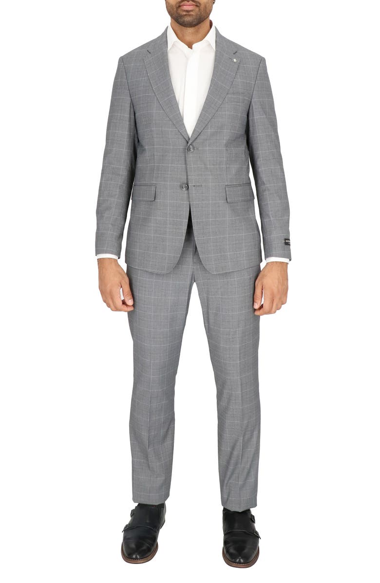 Scotch & Soda Regular Fit Grey Plaid Suit, Main, color, Grey Plaid
