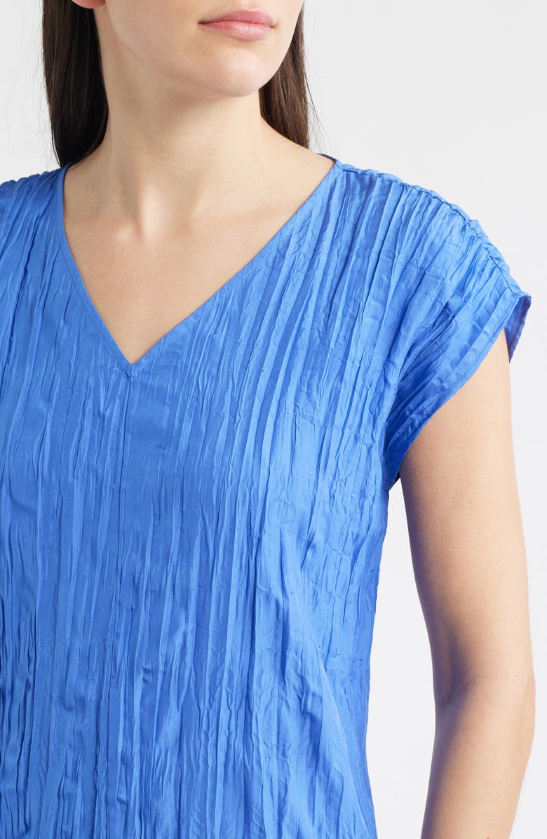 Eileen Fisher Cap Sleeve Silk Maxi Dress, Alternate, color, Blue Star