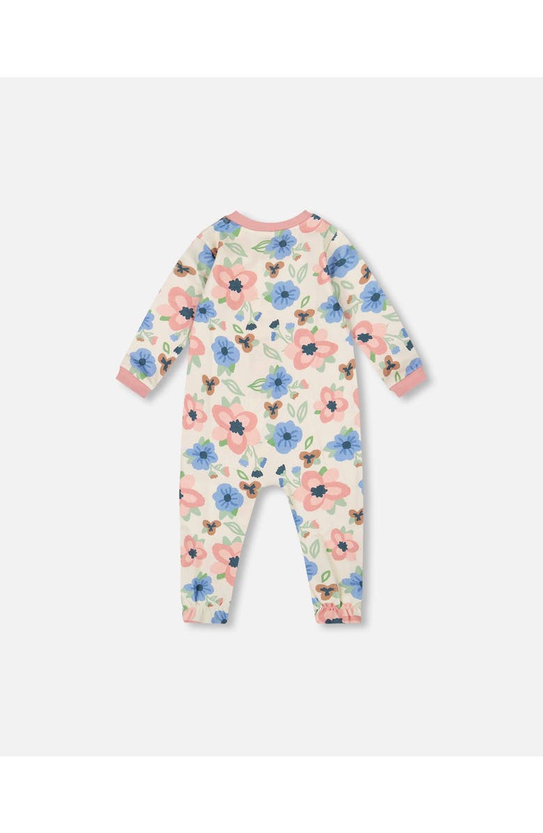 Deux par Deux One-Piece Organic Cotton Pajama, Main, color, Off-White Flower Print