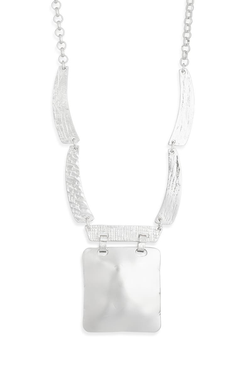 Square Pendant Necklace, Main, color, SILVER