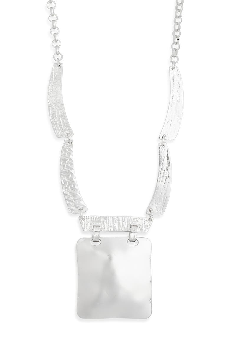 Karine Sultan Square Pendant Necklace, Main, color, Silver