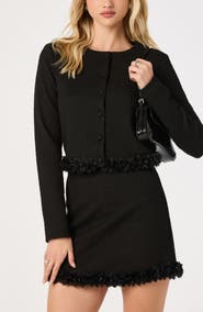 ASTR the Label Claire Floral Trim Cropped Jacket