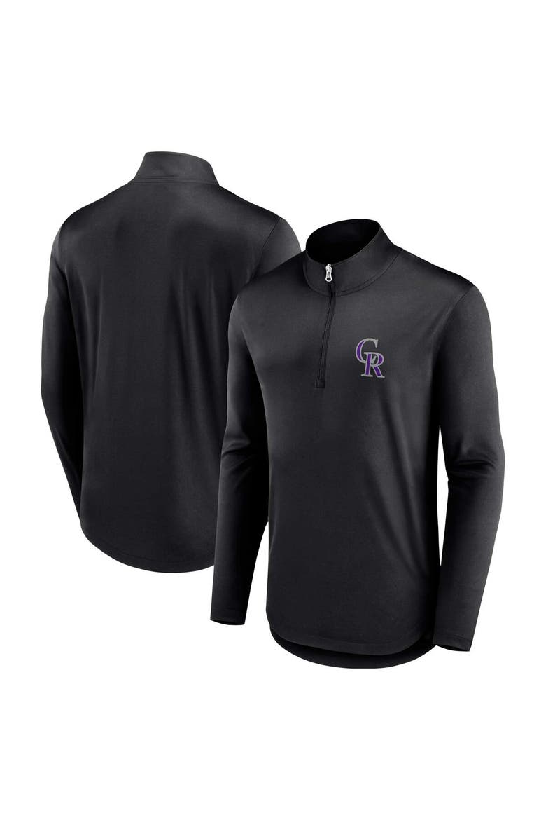 Men's Fanatics Branded Black Colorado Rockies Quarterback Quarter-Zip Top, Main, color, Black