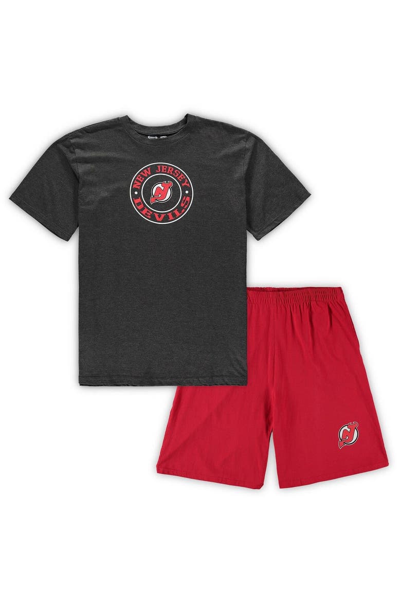 Men's Concepts Sport Red/Heathered Charcoal New Jersey Devils Big & Tall T-Shirt & Shorts Sleep Set, Alternate, color, Red