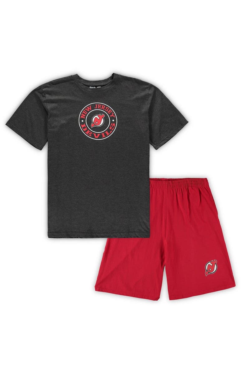 CONCEPTS SPORT Men's Concepts Sport Red/Heathered Charcoal New Jersey Devils Big & Tall T-Shirt & Shorts Sleep Set, Alternate, color, Red