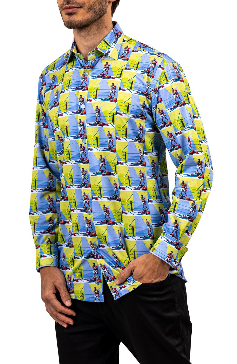 Maceoo Fibonacci Stretch Ascension 3312 Contemporary Fit Button-Up Shirt, Alternate, color, Blue Multi