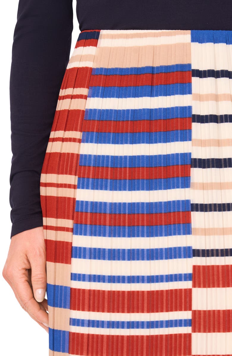 Halogen<sup>®</sup> Pleated Colorblock Stripe Maxi Skirt, Alternate, color, Burnt Henna