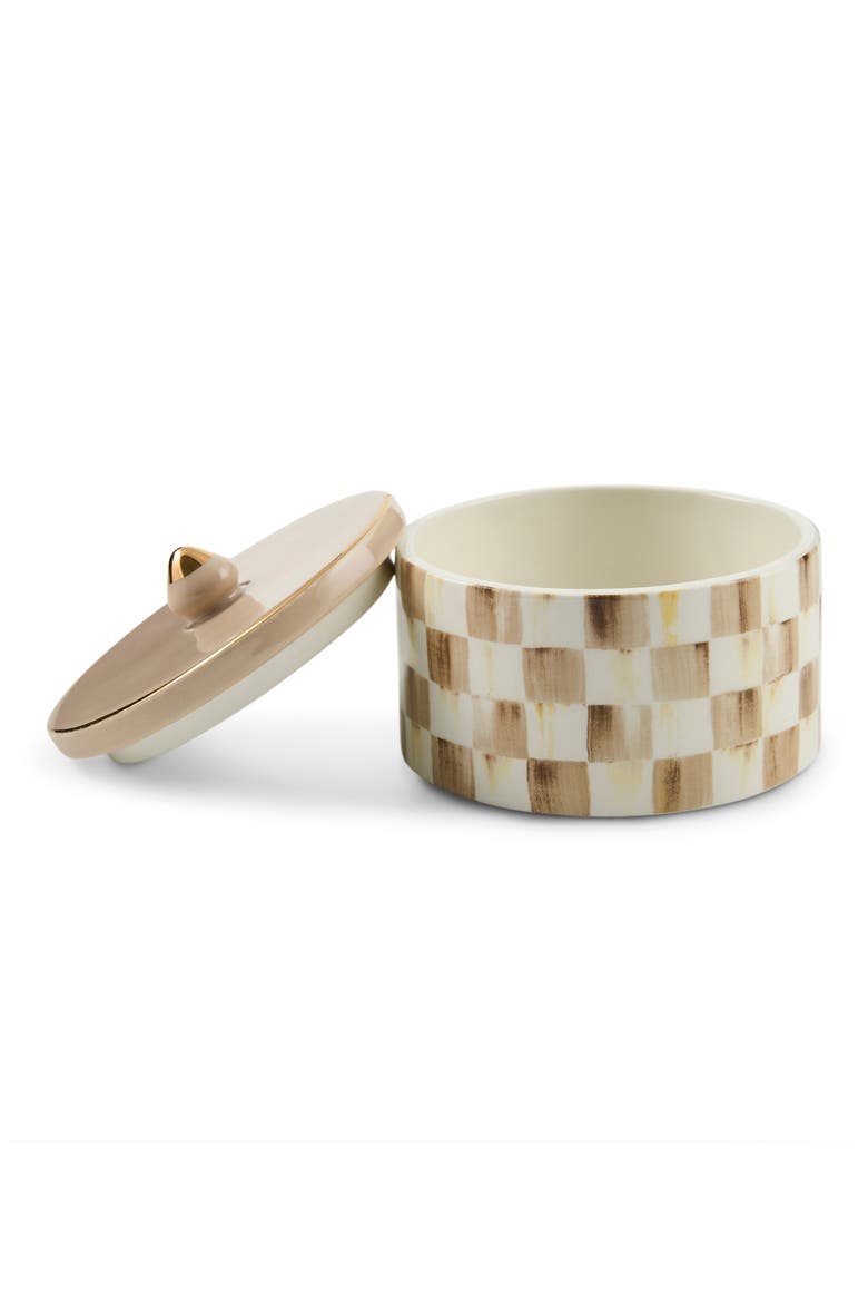 Mocha Check Trinket Box, Main, color, BROWN