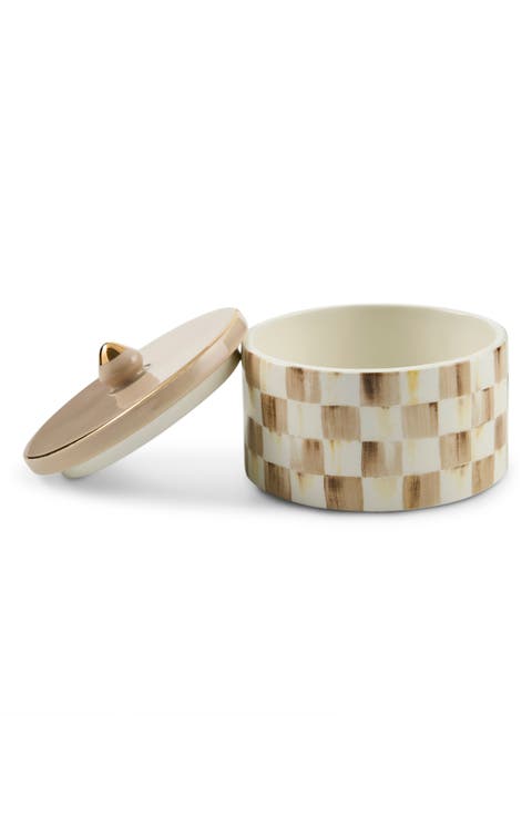 Mocha Check Trinket Box