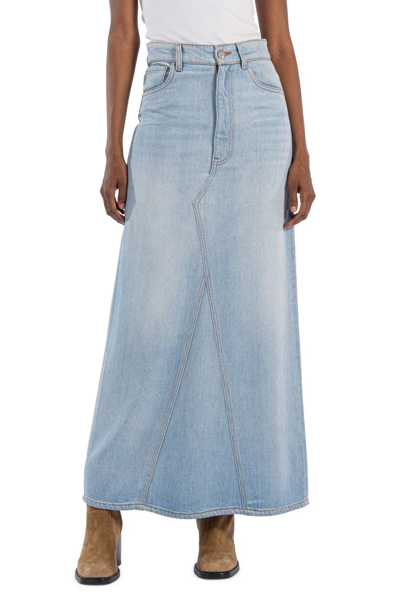 KUT from the Kloth Annalise Front Seam Denim Maxi Skirt, Main, color, 