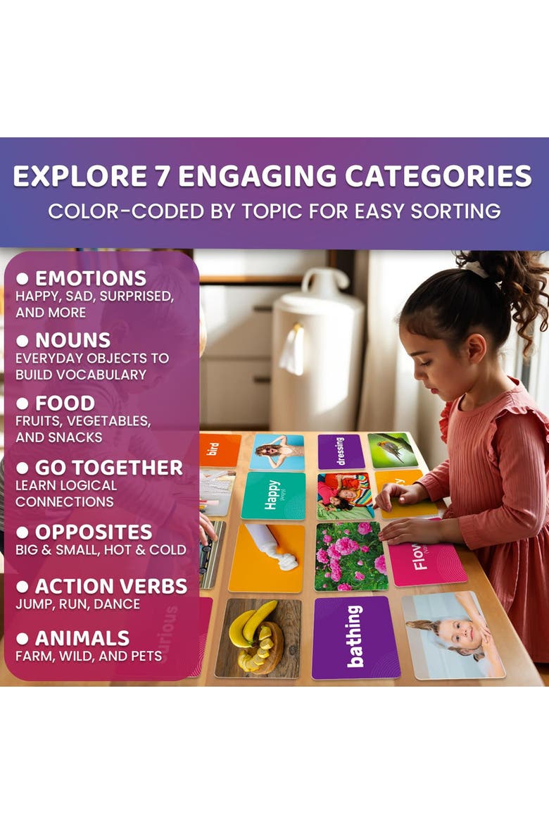 Kids Flash Cards High Contrast & Vocabulary, Alternate, color, Super Set