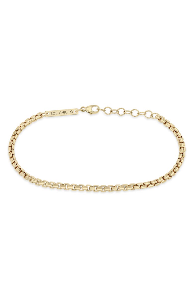Zoë Chicco Box Chain Bracelet, Main, color, Yellow Gold