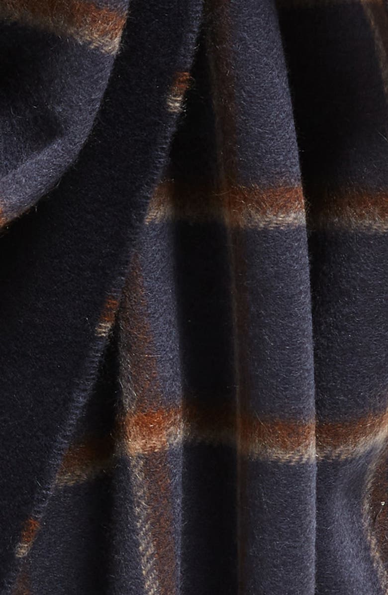 Vince Double Face Windowpane Check Wool & Cashmere Scarf, Alternate, color, Nightstorm