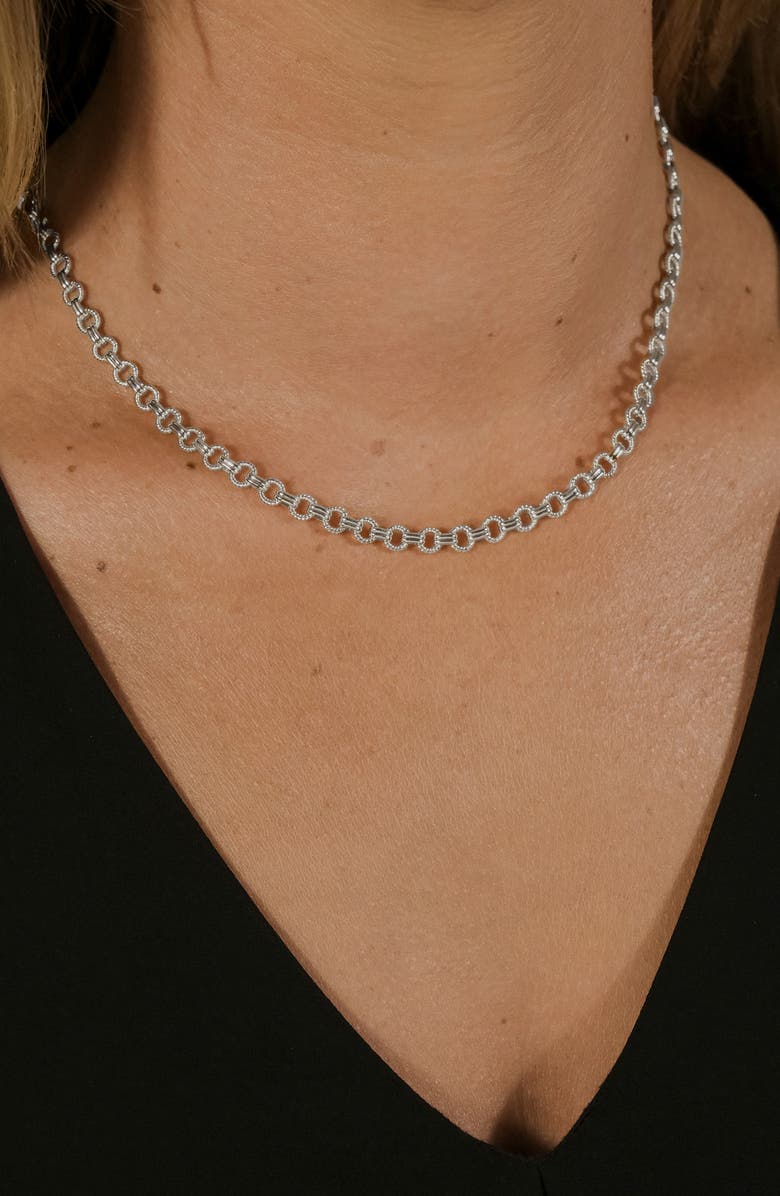 Sterling Forever Parker Textured Chain Necklace, Alternate, color, Silver