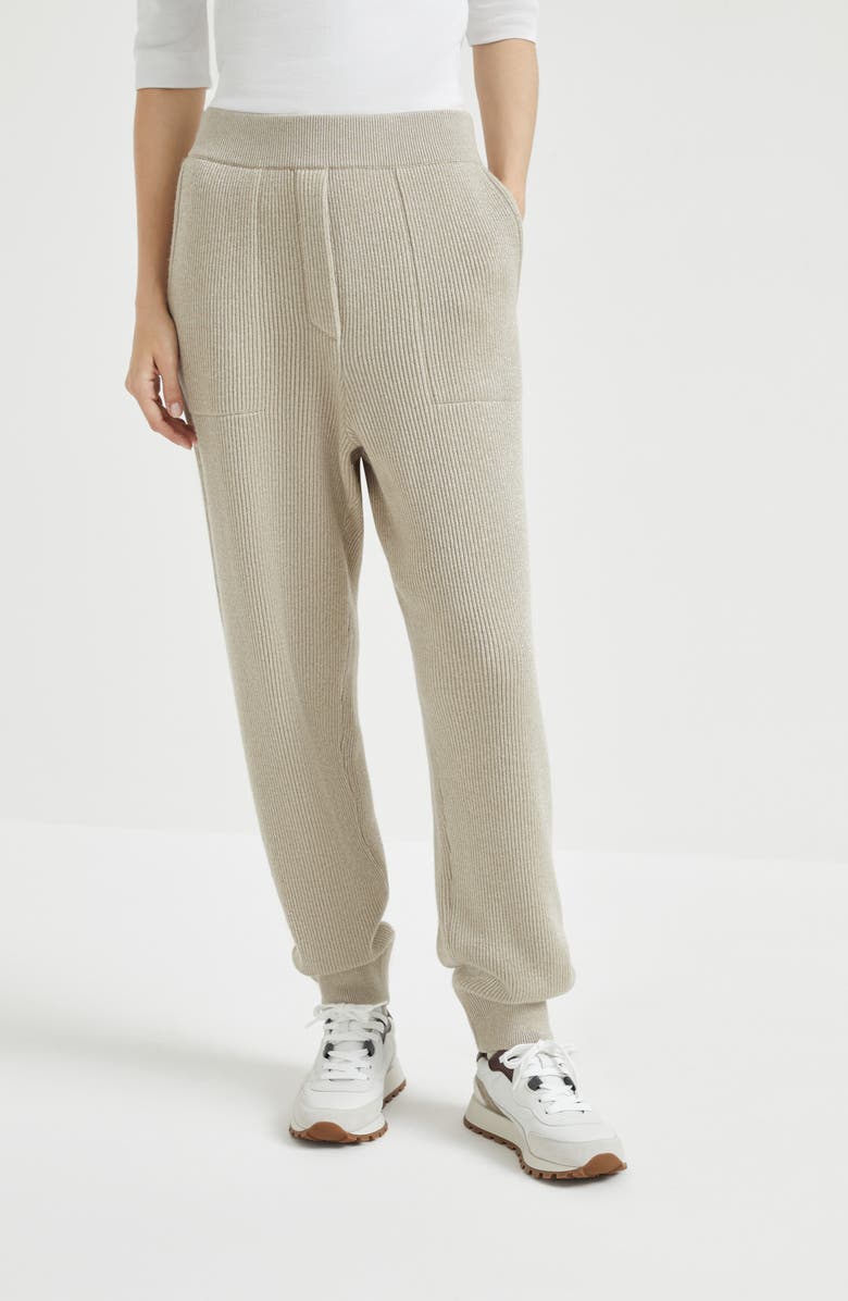 Brunello Cucinelli Cashmere knit trousers, Alternate, color, Cool Beige