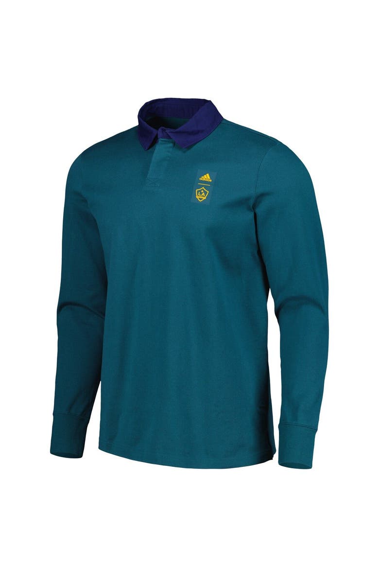 Men's adidas 2023 Player Green LA Galaxy Travel Long Sleeve Polo, Alternate, color, Green